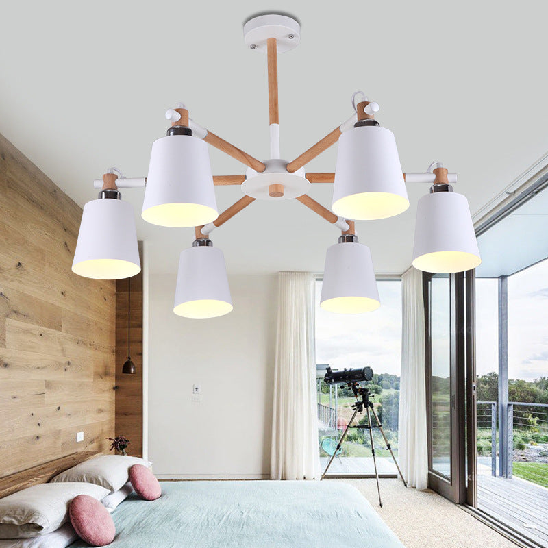 Modern Minimalist Rubber Wood Chandelier Pendant Light - Rebooters