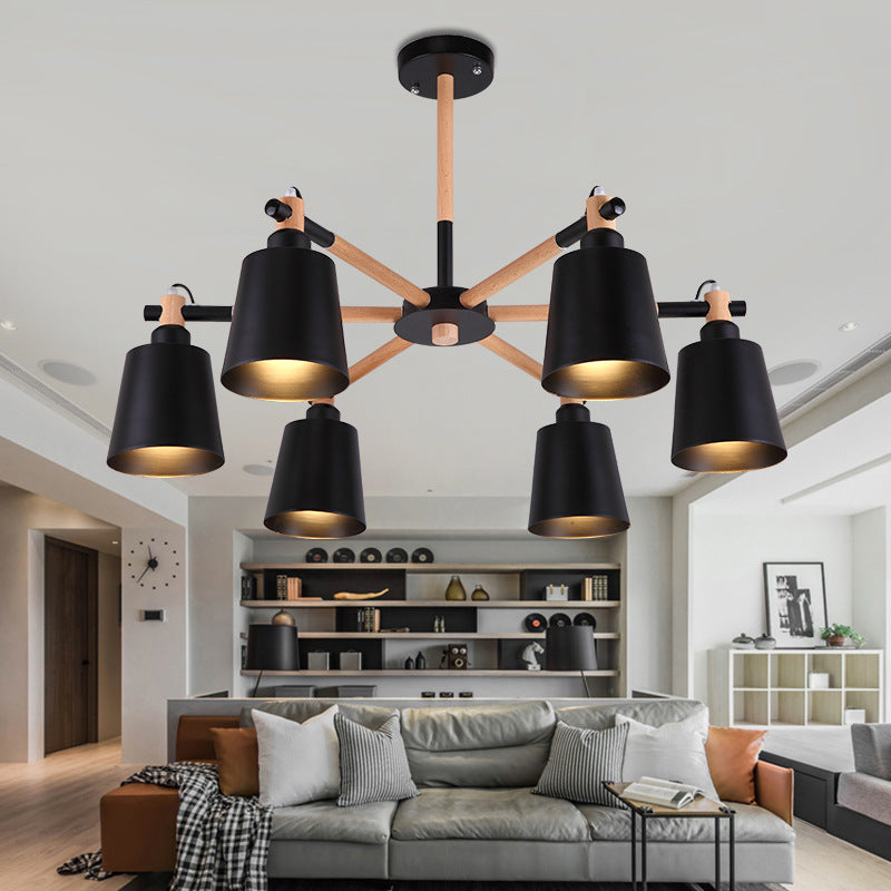 Modern Minimalist Rubber Wood Chandelier Pendant Light - Rebooters