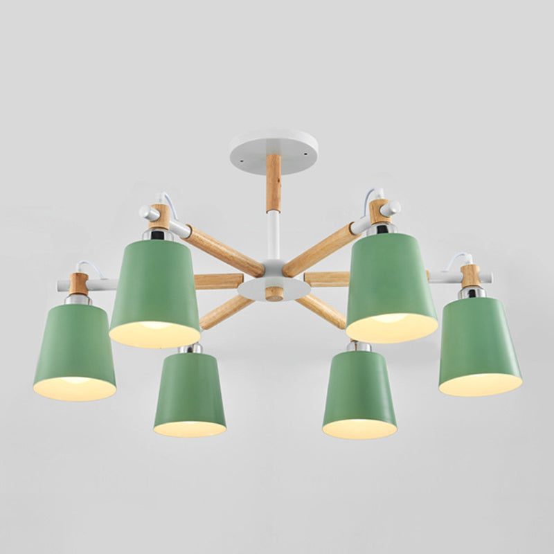 Multi-Colored Optional Solid Wood Chandelier Simplicity Modern Living Room Lighting Fixture - Rebooters