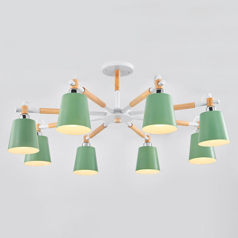 Multi-Colored Optional Solid Wood Chandelier Simplicity Modern Living Room Lighting Fixture - Rebooters