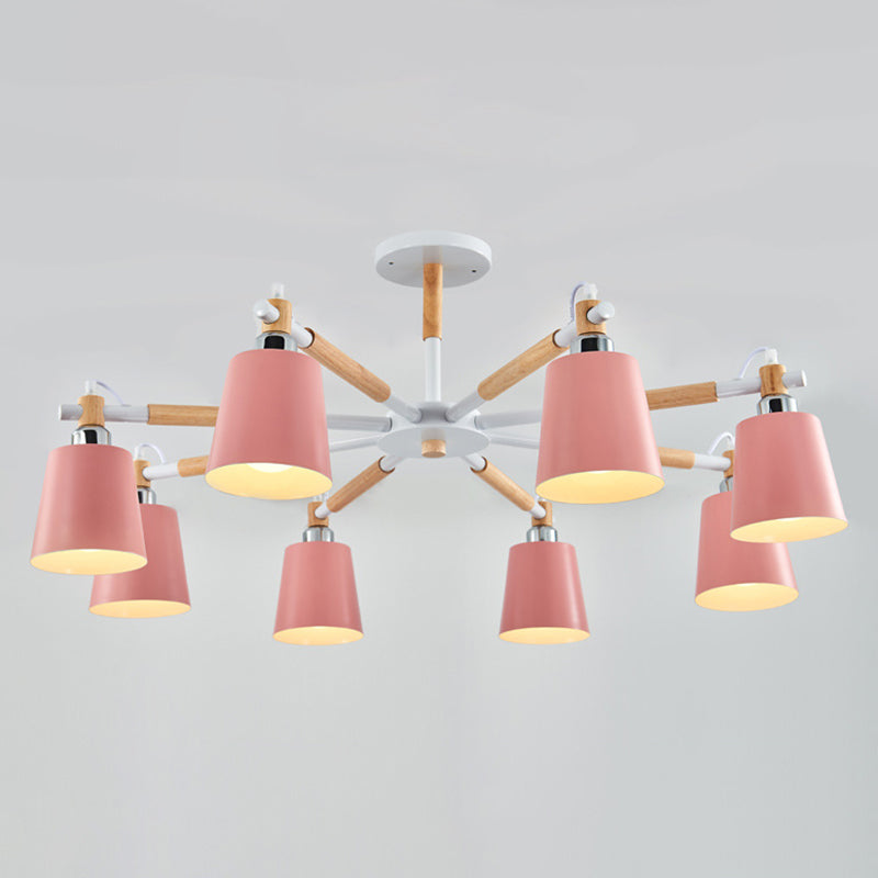 Multi-Colored Optional Solid Wood Chandelier Simplicity Modern Living Room Lighting Fixture - Rebooters