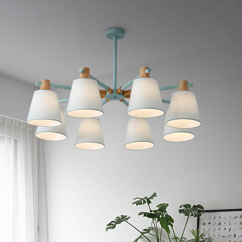 Cone Fabric Lampshade Chandelier Light Wooden Modern Simplicity - Rebooters
