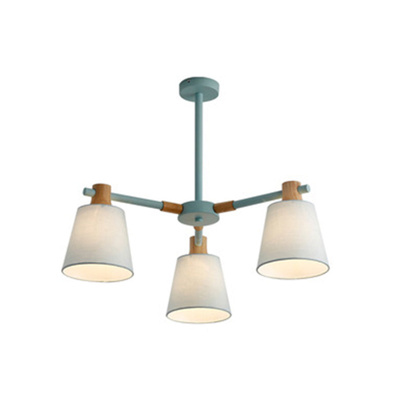 Cone Fabric Lampshade Chandelier Light Wooden Modern Simplicity - Rebooters