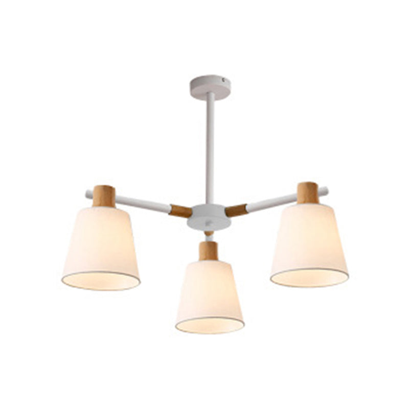 Cone Fabric Lampshade Chandelier Light Wooden Modern Simplicity - Rebooters