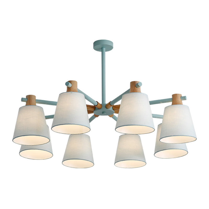 Cone Fabric Lampshade Chandelier Light Wooden Modern Simplicity - Rebooters