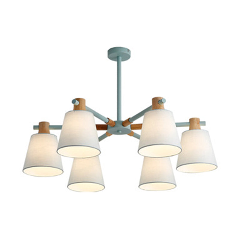 Cone Fabric Lampshade Chandelier Light Wooden Modern Simplicity - Rebooters