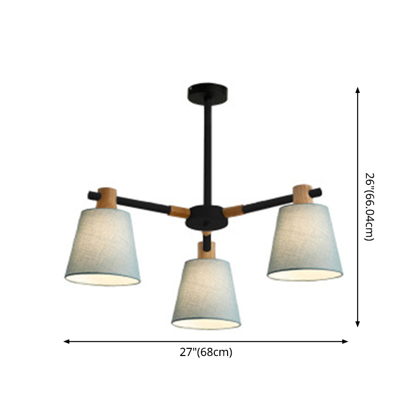 Cone Fabric Lampshade Chandelier Light Wooden Modern Simplicity - Rebooters