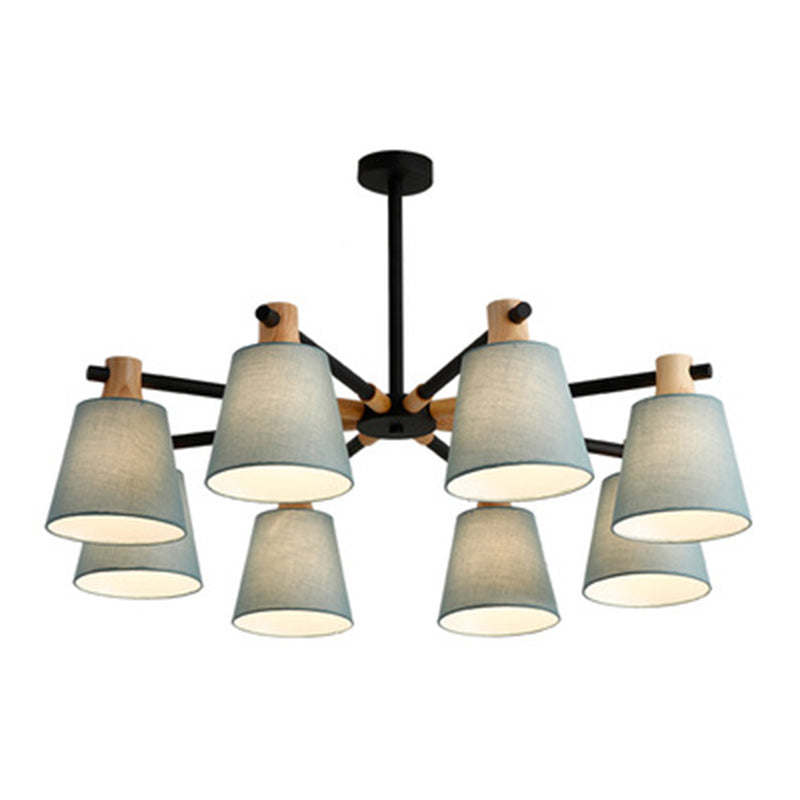 Cone Fabric Lampshade Chandelier Light Wooden Modern Simplicity - Rebooters