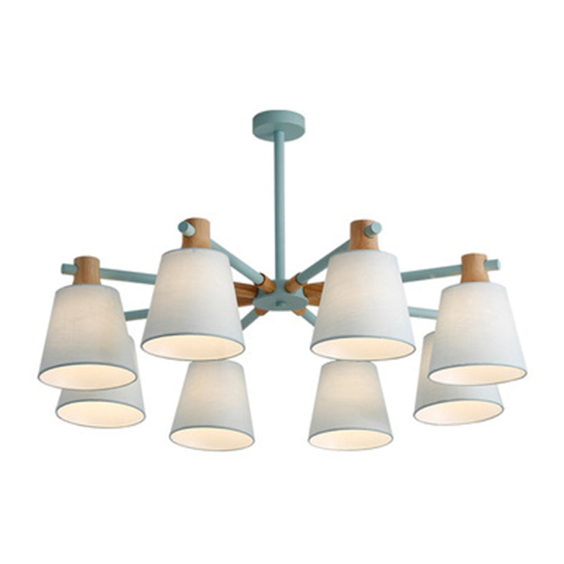 Cone Fabric Lampshade Chandelier Light Wooden Modern Simplicity - Rebooters