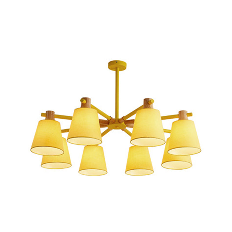 Cone Fabric Lampshade Chandelier Light Wooden Modern Simplicity - Rebooters