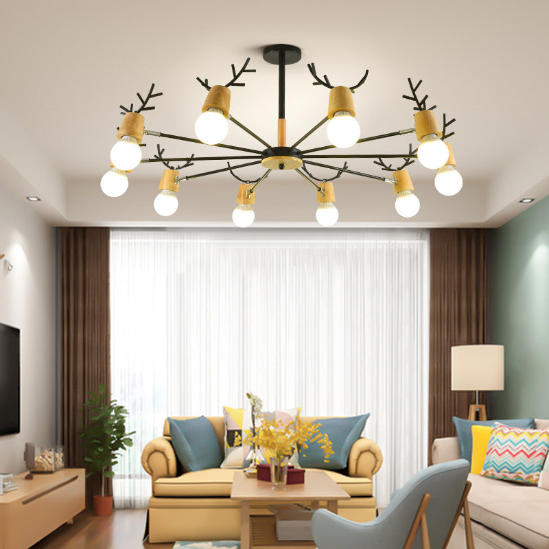 Modern Wooden Simplicity Chandelier Exposed Bulb Design - Rebooters