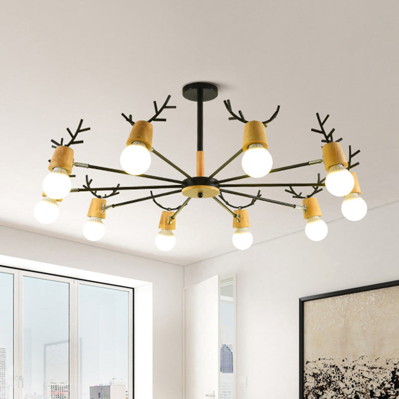 Modern Wooden Simplicity Chandelier Exposed Bulb Design - Rebooters