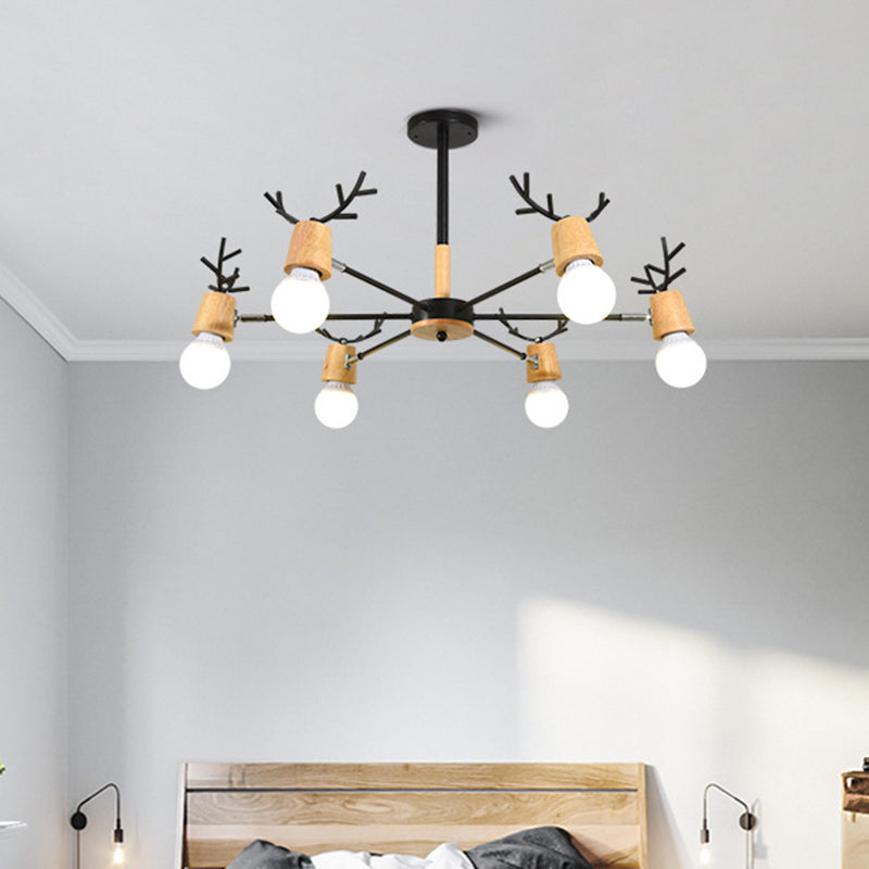 Modern Wooden Simplicity Chandelier Exposed Bulb Design - Rebooters