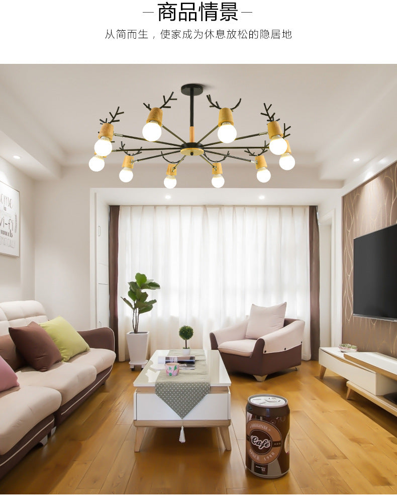 Modern Wooden Simplicity Chandelier Exposed Bulb Design - Rebooters