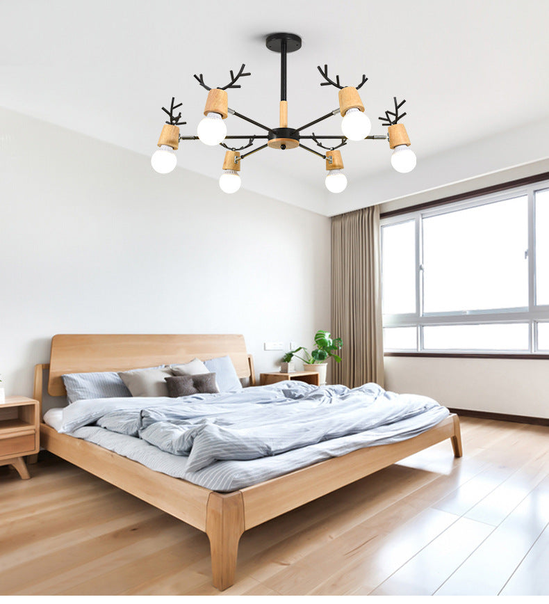 Modern Wooden Simplicity Chandelier Exposed Bulb Design - Rebooters