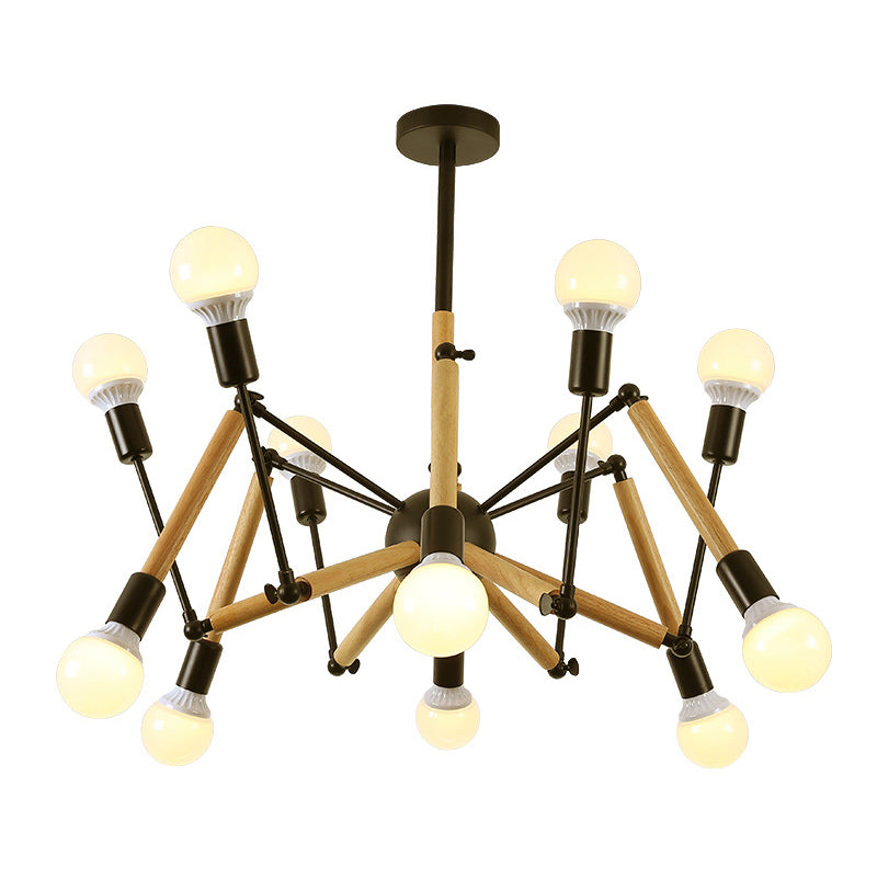 Solid Wooden Spider-shaped Chandelier Light Adjustable Dining Room Lamp - Rebooters