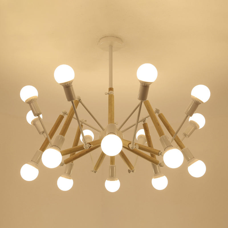 Solid Wooden Spider-shaped Chandelier Light Adjustable Dining Room Lamp - Rebooters