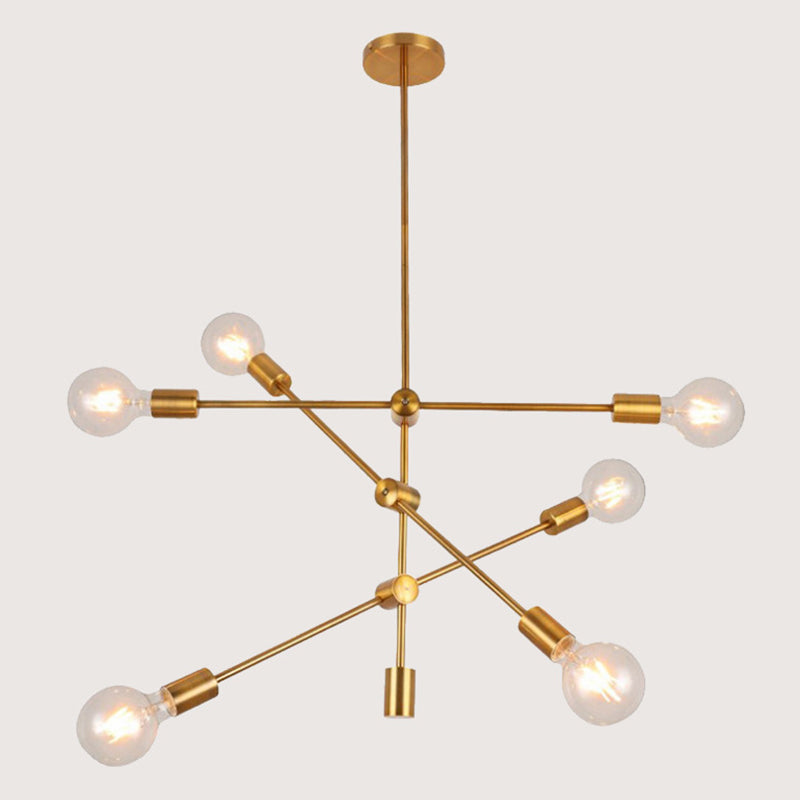 Postmodern Geometric Lines Chandelier Lamp Metal Bedroom Light - Rebooters