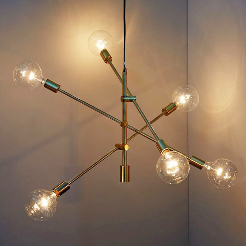 Postmodern Geometric Lines Chandelier Lamp Metal Bedroom Light - Rebooters