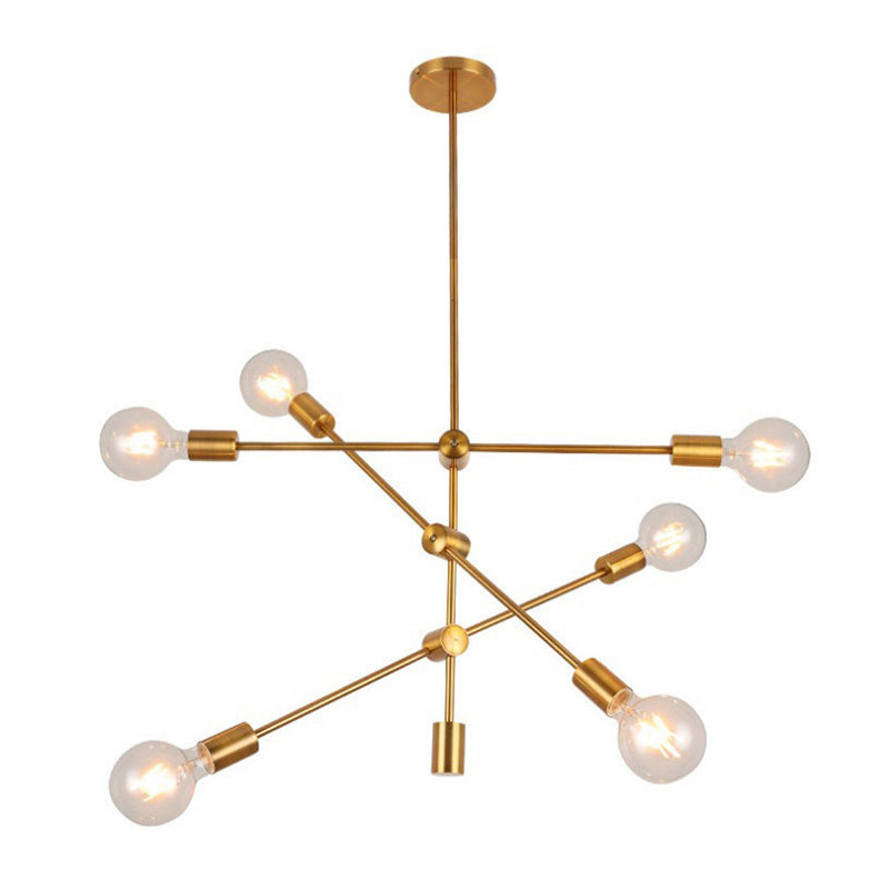 Postmodern Geometric Lines Chandelier Lamp Metal Bedroom Light - Rebooters