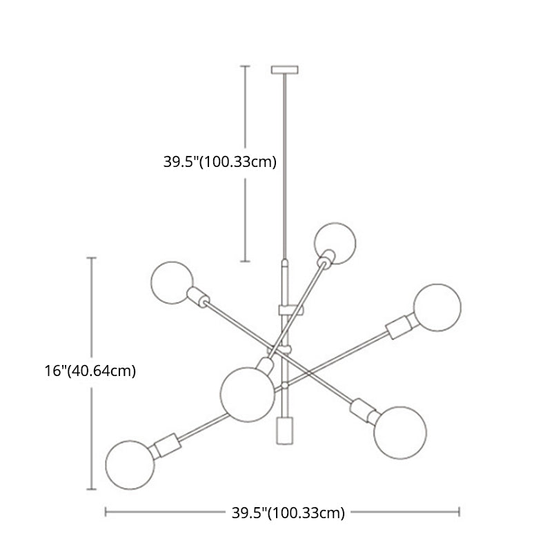 Postmodern Geometric Lines Chandelier Lamp Metal Bedroom Light - Rebooters