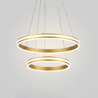 16 Inch 24 Inch Diameter 2 Tiered Ring LED Chandelier Gold - Rebooters