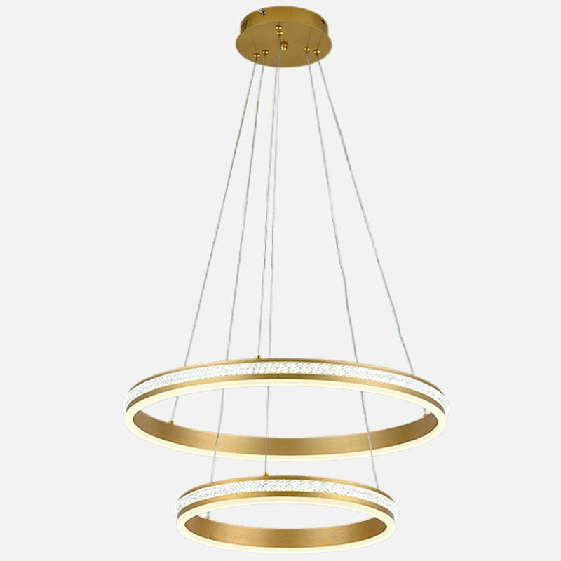 16 Inch 24 Inch Diameter 2 Tiered Ring LED Chandelier Gold - Rebooters