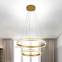 16 Inch 24 Inch Diameter 2 Tiered Ring LED Chandelier Gold - Rebooters