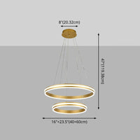 16 Inch 24 Inch Diameter 2 Tiered Ring LED Chandelier Gold - Rebooters
