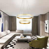 16 Inch 24 Inch Diameter 2 Tiered Ring LED Chandelier Gold - Rebooters