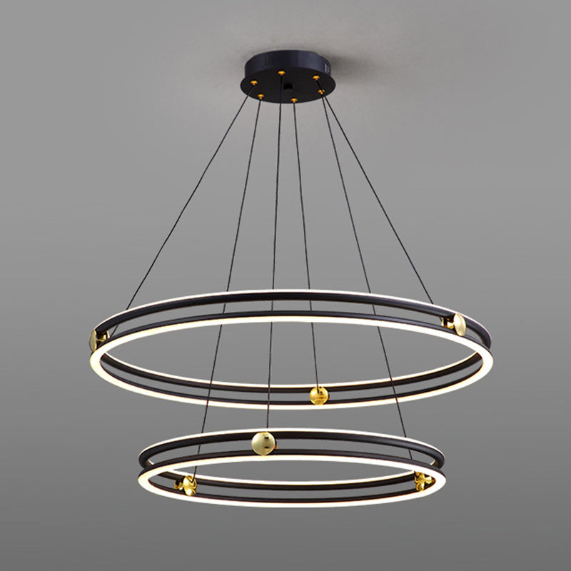 Hollow Ring Shape Hanging Chandelier Light Modern Black Lamp - Rebooters