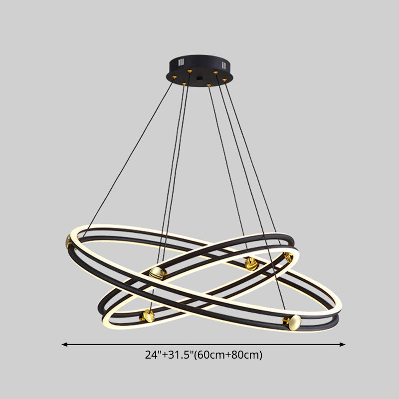 Hollow Ring Shape Hanging Chandelier Light Modern Black Lamp - Rebooters