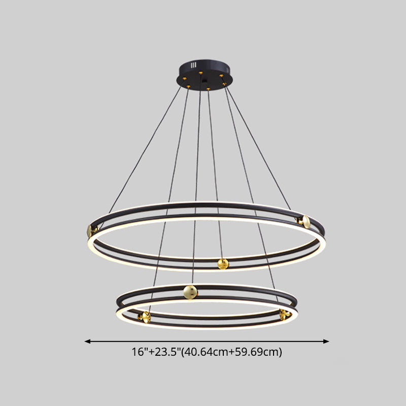 Hollow Ring Shape Hanging Chandelier Light Modern Black Lamp - Rebooters