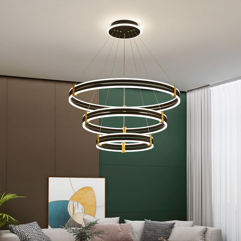 Modern Ring LED Chandelier 3 Color Light Adjustable - Rebooters