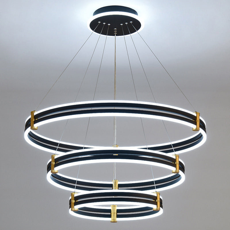 Modern Ring LED Chandelier 3 Color Light Adjustable - Rebooters