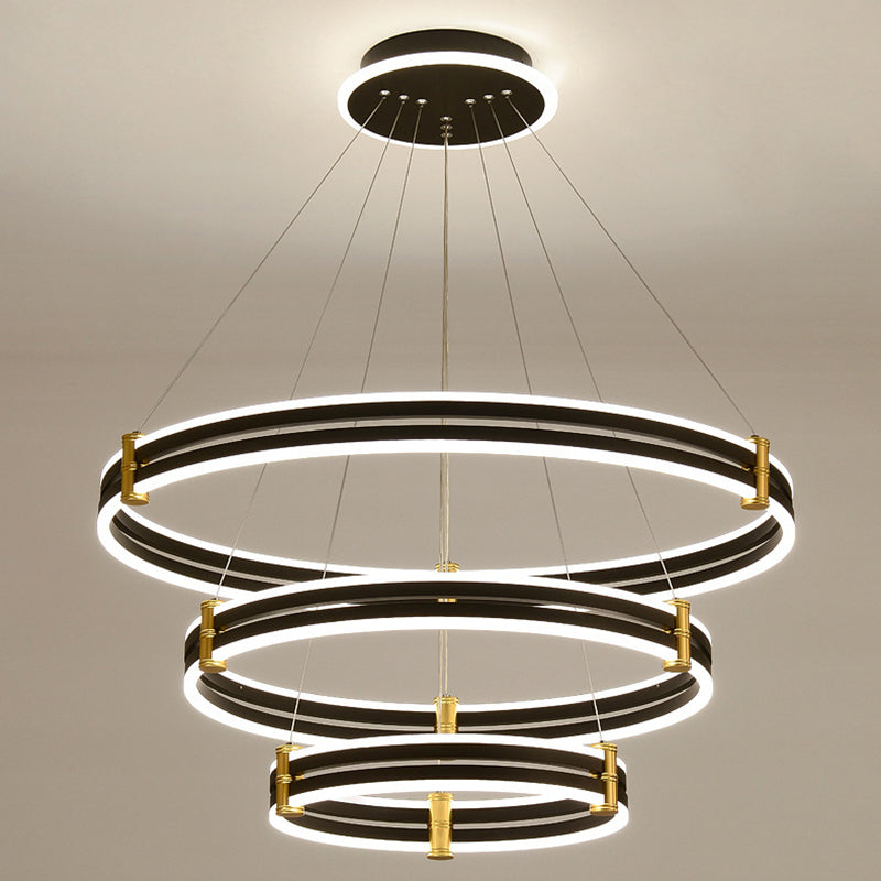 Modern Ring LED Chandelier 3 Color Light Adjustable - Rebooters