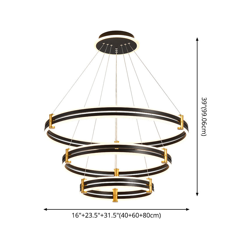 Modern Ring LED Chandelier 3 Color Light Adjustable - Rebooters