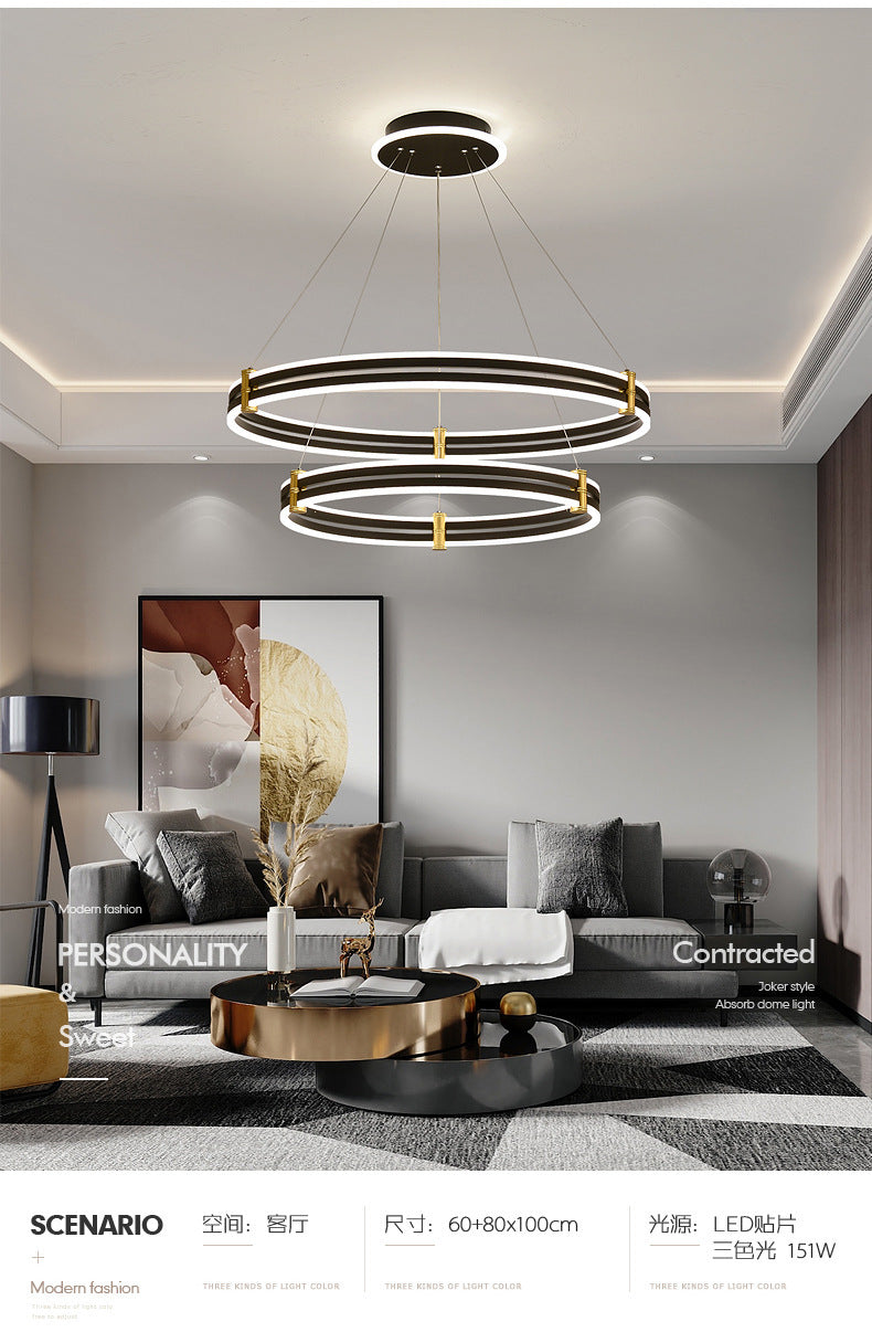 Modern Ring LED Chandelier 3 Color Light Adjustable - Rebooters