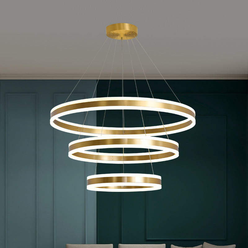 Modern Simplicity Ring-shaped LED Chandelier Brass Tiered - Rebooters