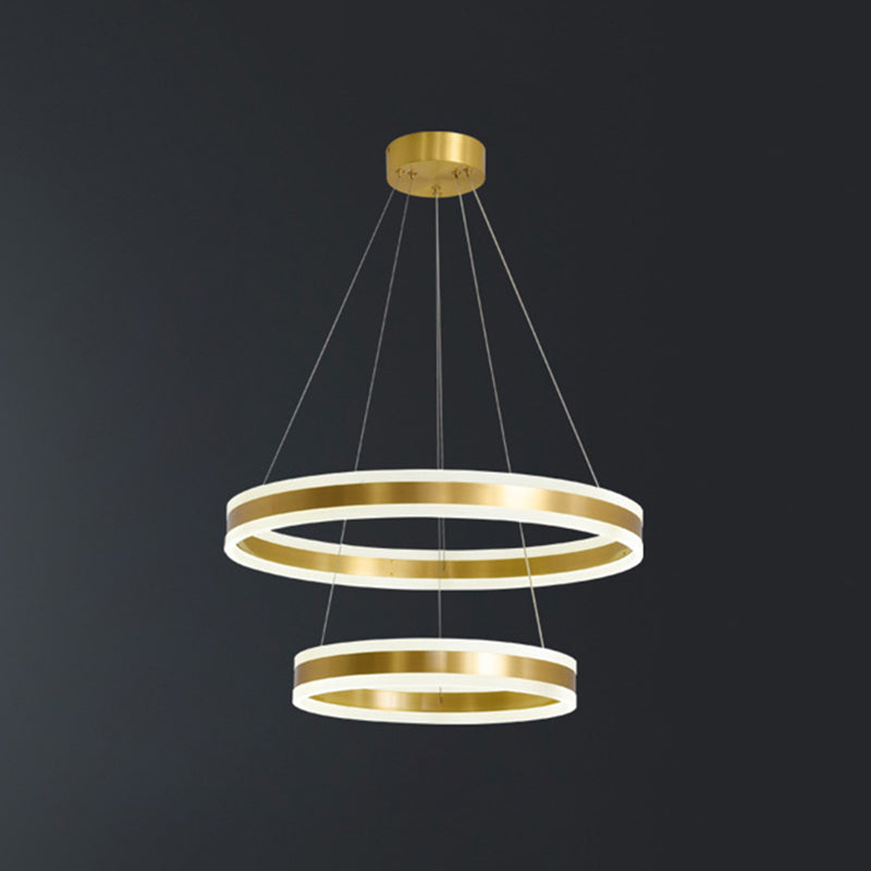 Modern Simplicity Ring-shaped LED Chandelier Brass Tiered - Rebooters