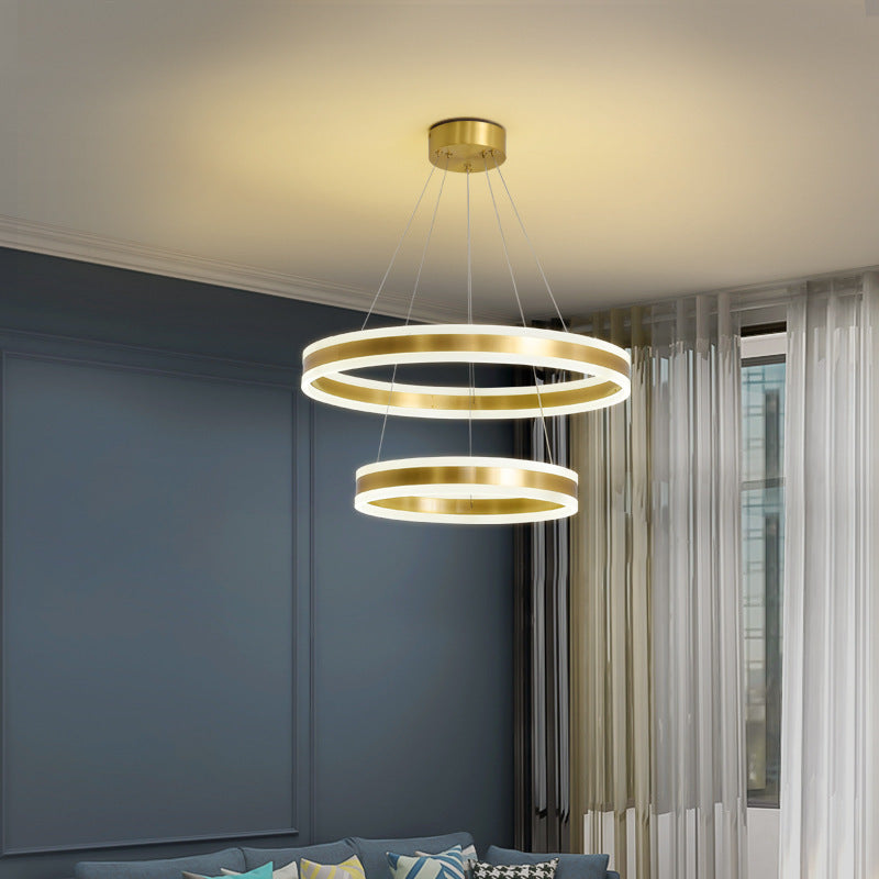 Modern Simplicity Ring-shaped LED Chandelier Brass Tiered - Rebooters