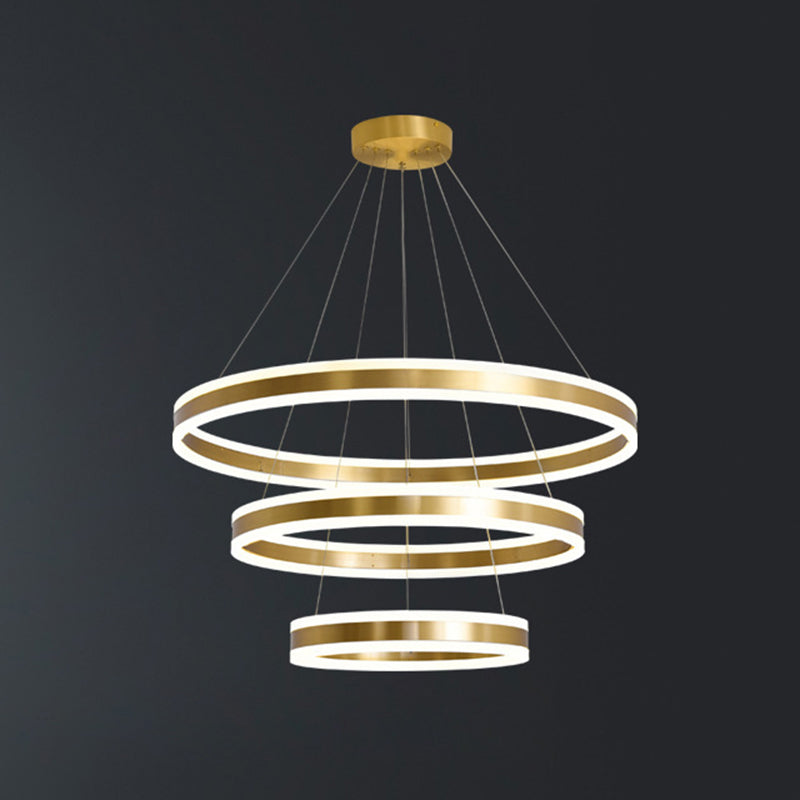 Modern Simplicity Ring-shaped LED Chandelier Brass Tiered - Rebooters