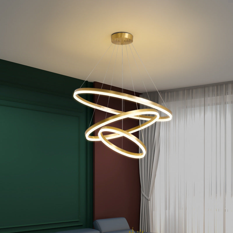 Modern Simplicity Ring-shaped LED Chandelier Brass Tiered - Rebooters