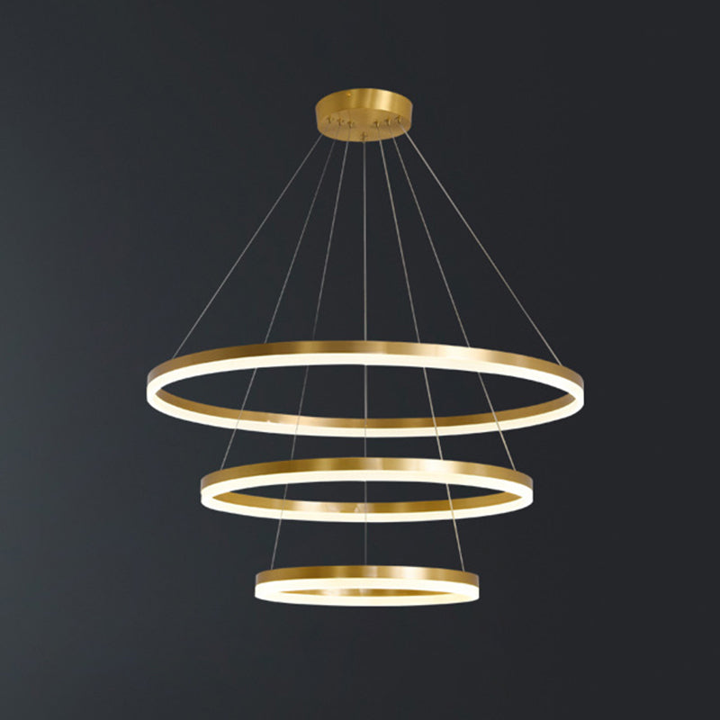 Modern Simplicity Ring-shaped LED Chandelier Brass Tiered - Rebooters