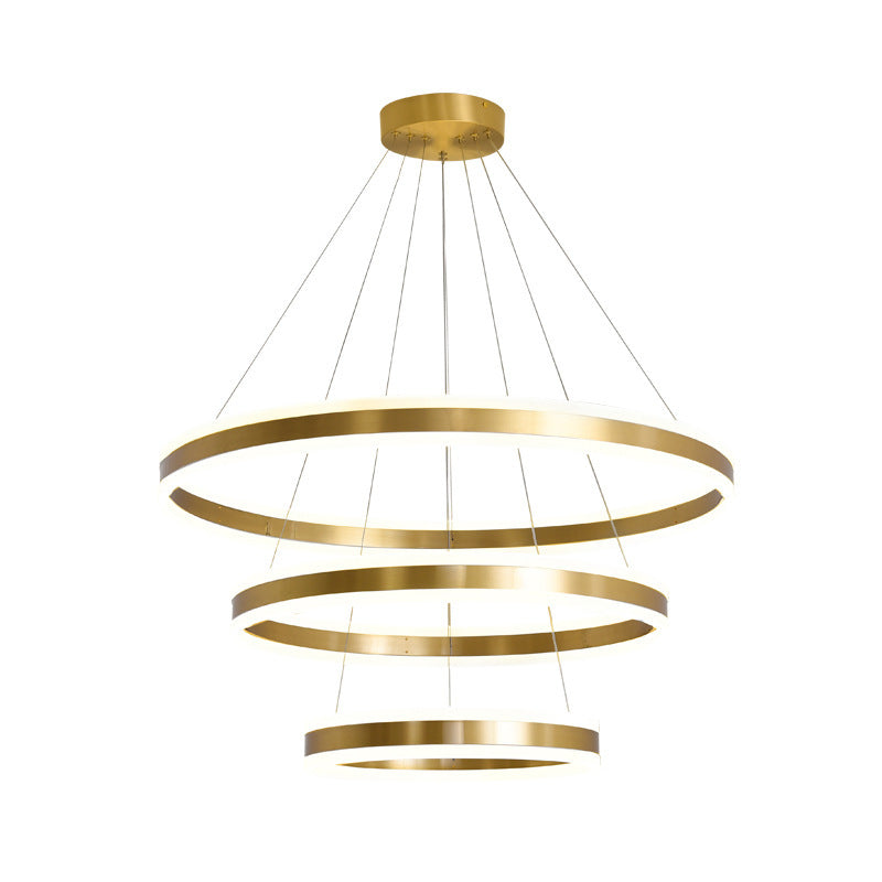 Modern Simplicity Ring-shaped LED Chandelier Brass Tiered - Rebooters