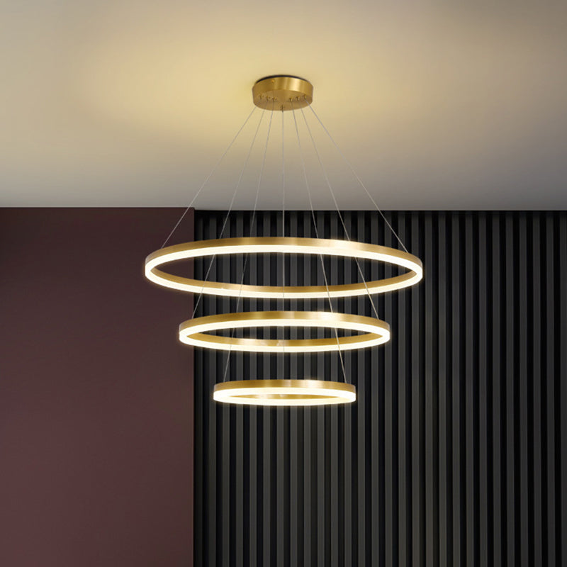 Modern Simplicity Ring-shaped LED Chandelier Brass Tiered - Rebooters