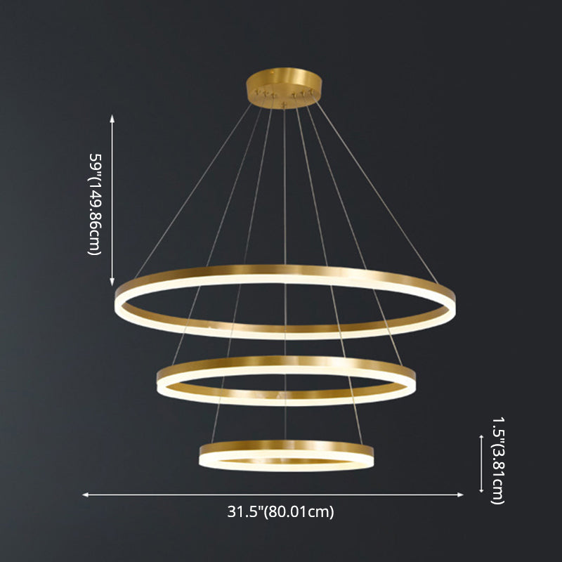 Modern Simplicity Ring-shaped LED Chandelier Brass Tiered - Rebooters