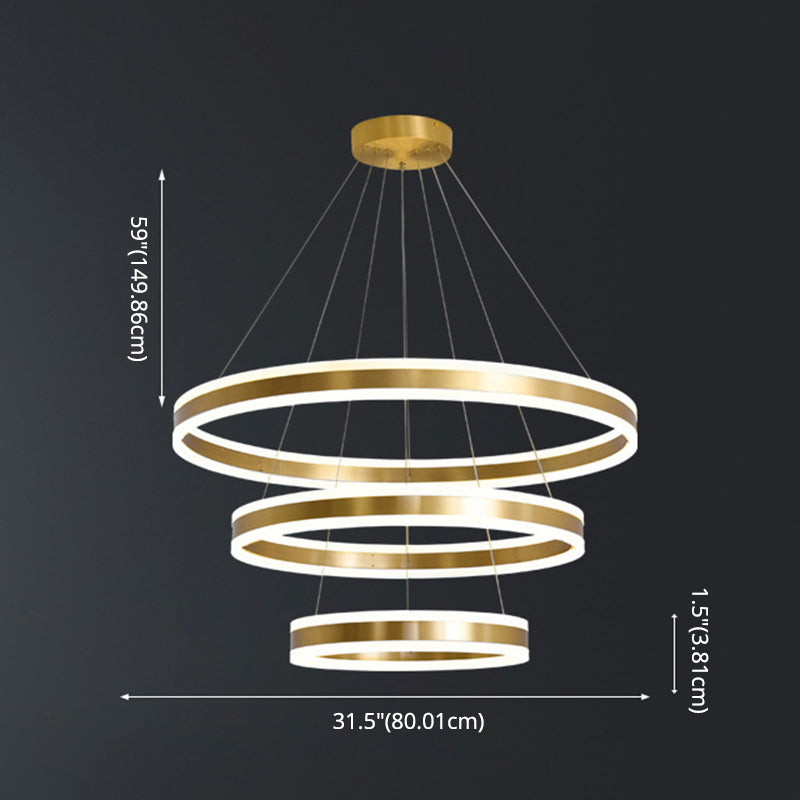 Modern Simplicity Ring-shaped LED Chandelier Brass Tiered - Rebooters