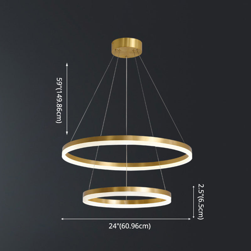 Modern Simplicity Ring-shaped LED Chandelier Brass Tiered - Rebooters