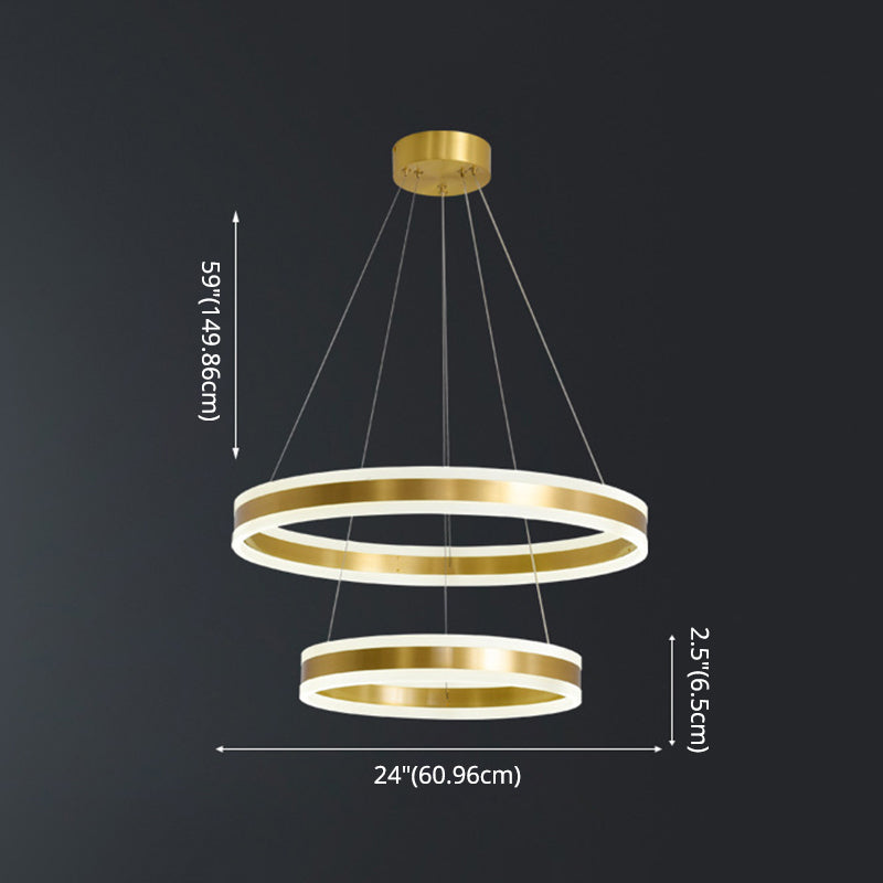 Modern Simplicity Ring-shaped LED Chandelier Brass Tiered - Rebooters